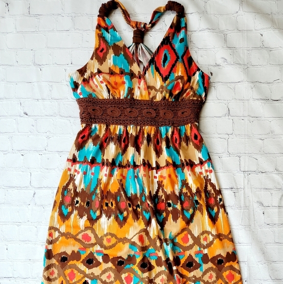 Sequin Hearts BOHO print halter maxi dress - Picture 3 of 13